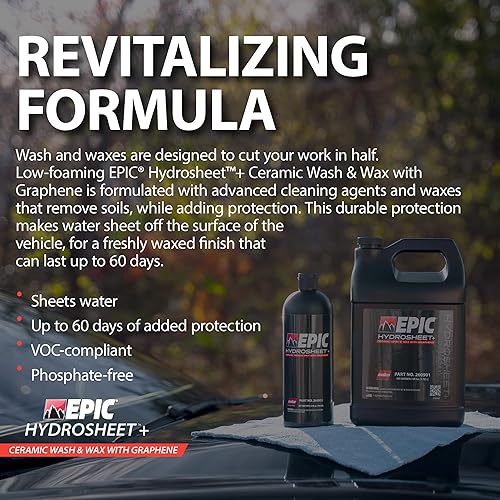 Miniatura 5 de Malco Epic Hydrosheet - Lavado y cera de cerámica con grafenolimpia, brilla y protege tu vehículo en un solo paso32 onzas (260932)