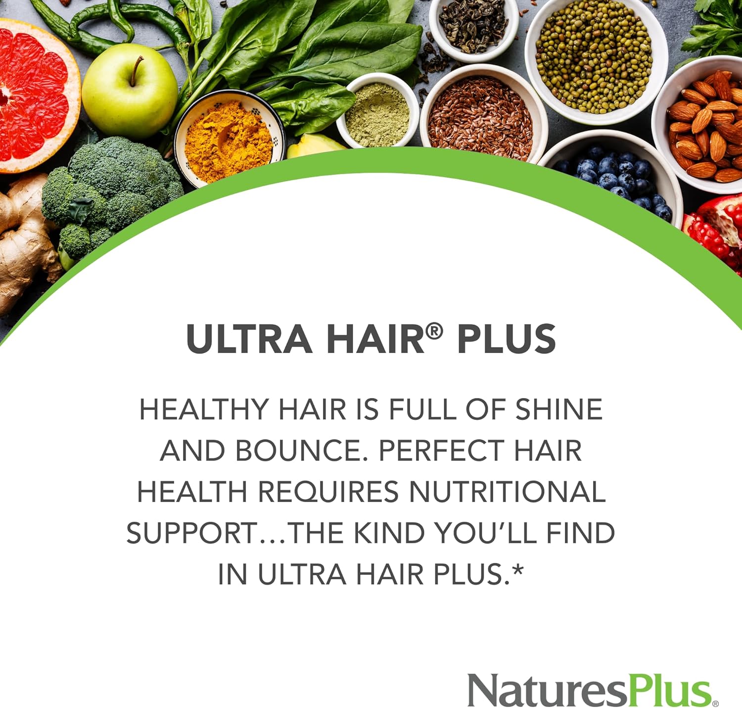 NaturesPlus Ultra Hair Plus - 60 Sustained Release Tablets - Nutritional Support for Healthy Hair Structure - Gluten Free - 30 Servings