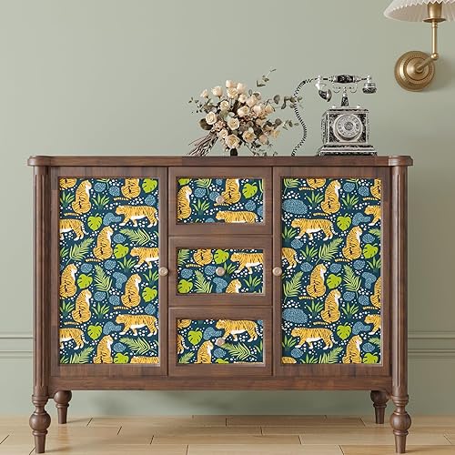 Miniatura 5 de CHIHUT Papel tapiz autoadhesivo con diseño de leopardo King para despegar y pegar, removible con diseño de animales de la selva, papel de contacto