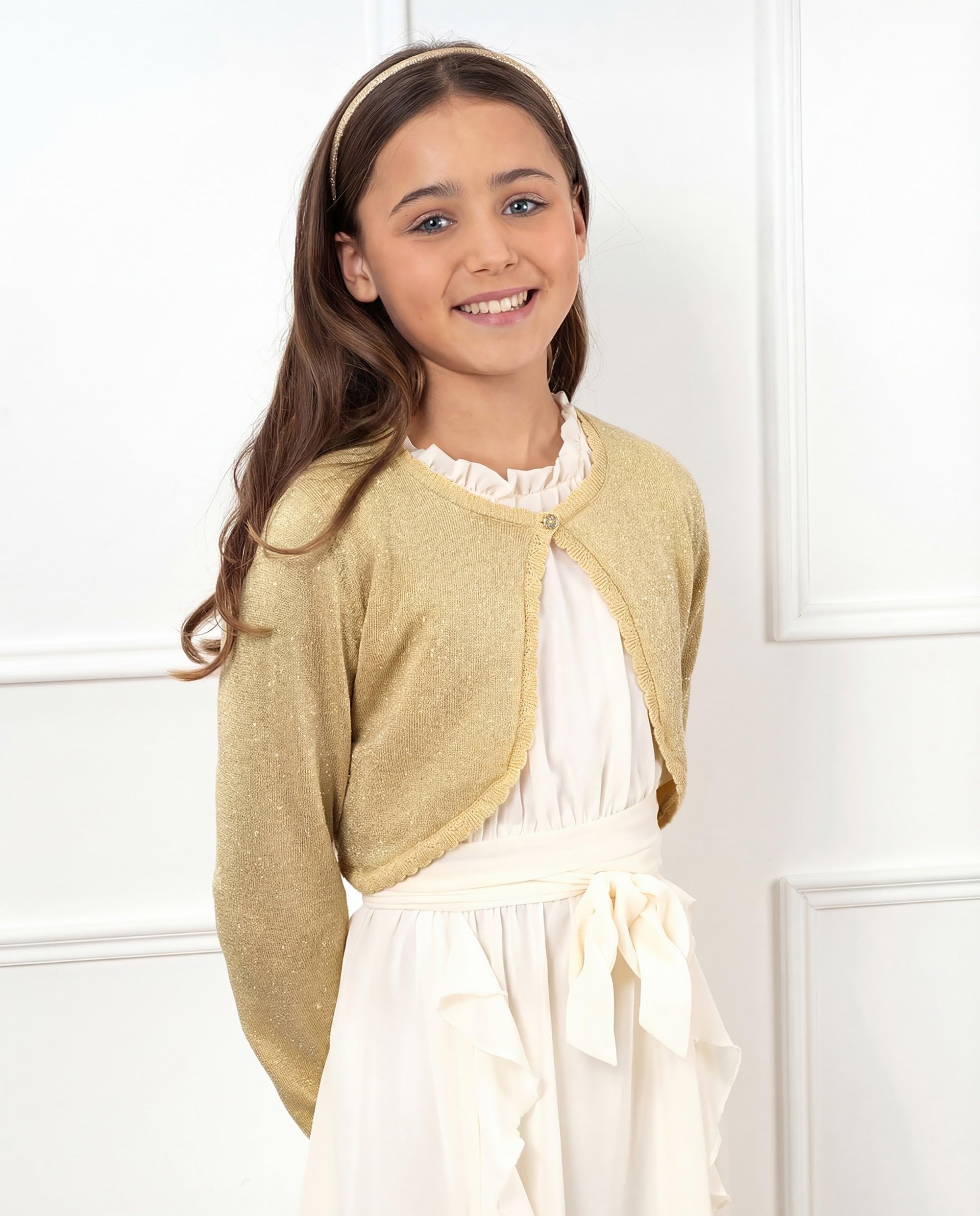 BlackButterfly Boléro Cardigan Scintillant à Manches Longues pour Fille Enfant