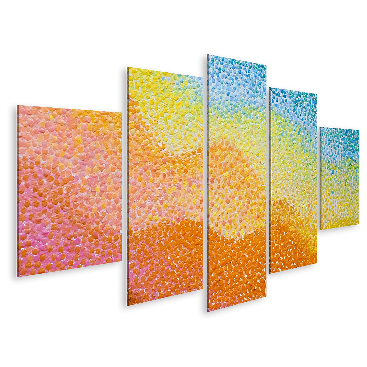 islandburner Bild auf Leinwand Faszinierender Pointillismus Kunstdruck Wohnzimmer Deko für Kunstliebhaber - 5-teilig - Edition O1