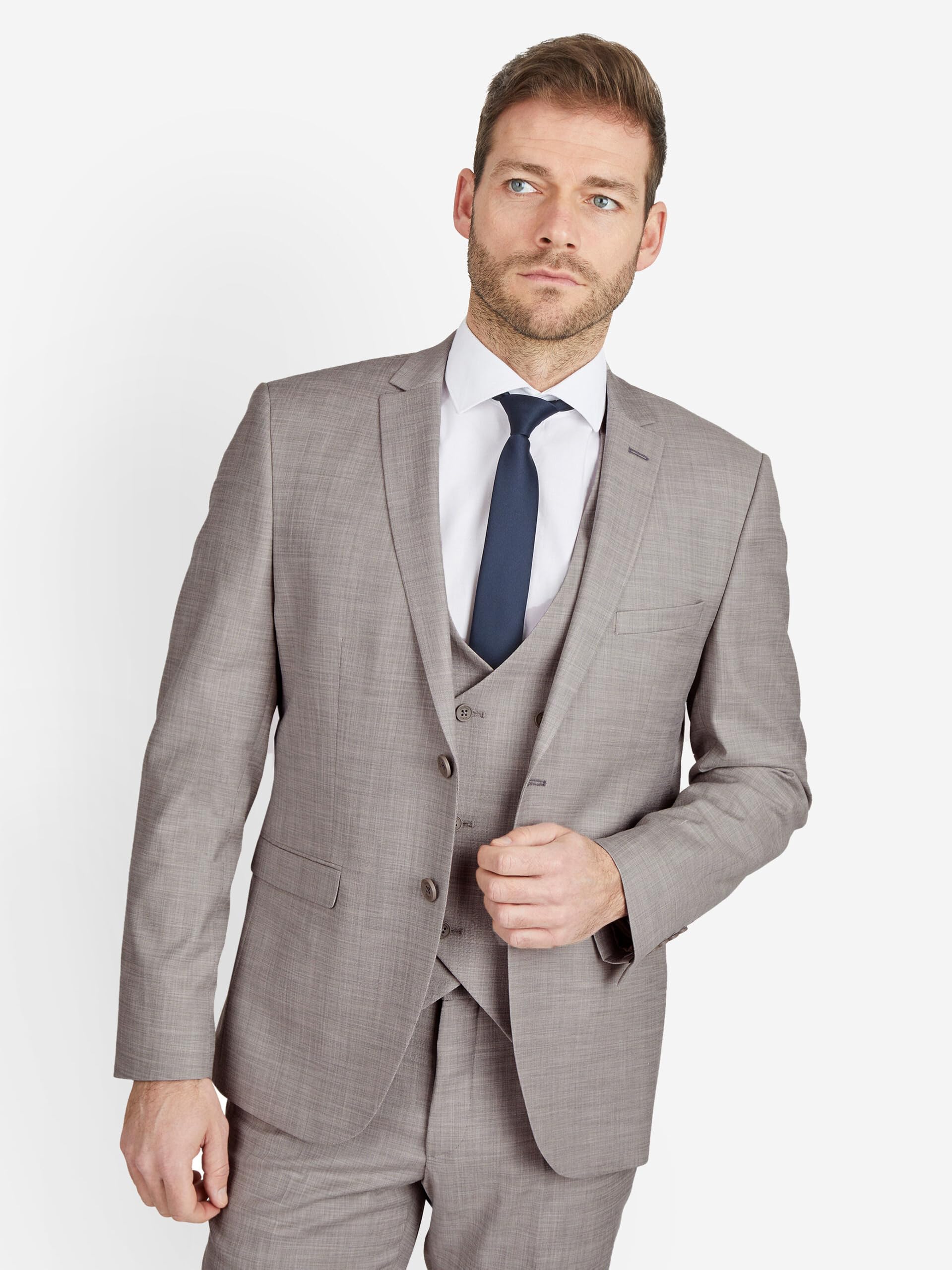 Steffen Klein Herren Anzug - Dreiteiler - Slim Fit - Business Anzug mit Weste - Elastischer Komfort