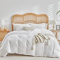 Vista 20 de Lekesky Funda de edredón tamaño Queen, juego de ropa de cama reversible de 3 piezas con cierre de cremallera y lazos en las esquinas