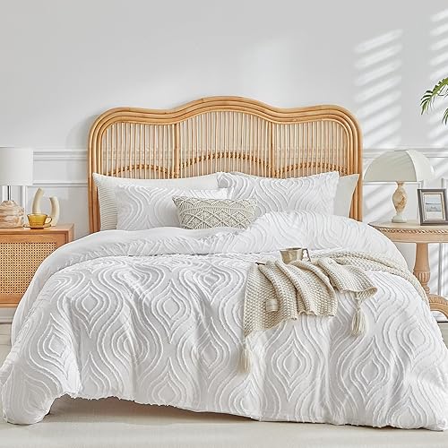 Miniatura 22 de Lekesky Funda de edredón tamaño Queen, juego de ropa de cama reversible de 3 piezas con cierre de cremallera y lazos en las esquinas