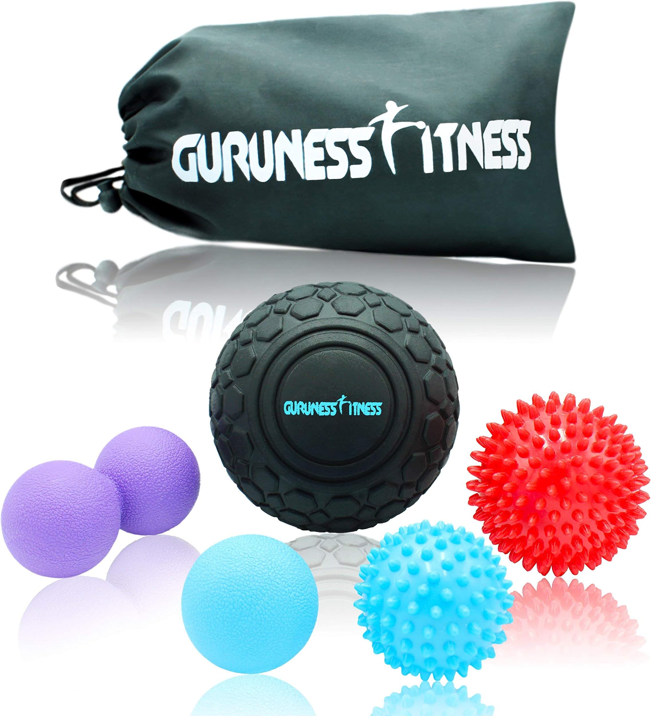Massage Ball Set for Deep Tissue Recovery, Trigger Point Therapy, Myofascial Release, Muscle Knots, Mobility MOD, Plantar Fasciitis- 5" Foam Roller Ball, Peanut Double Ball, Spiky Balls, Lacrosse Ball