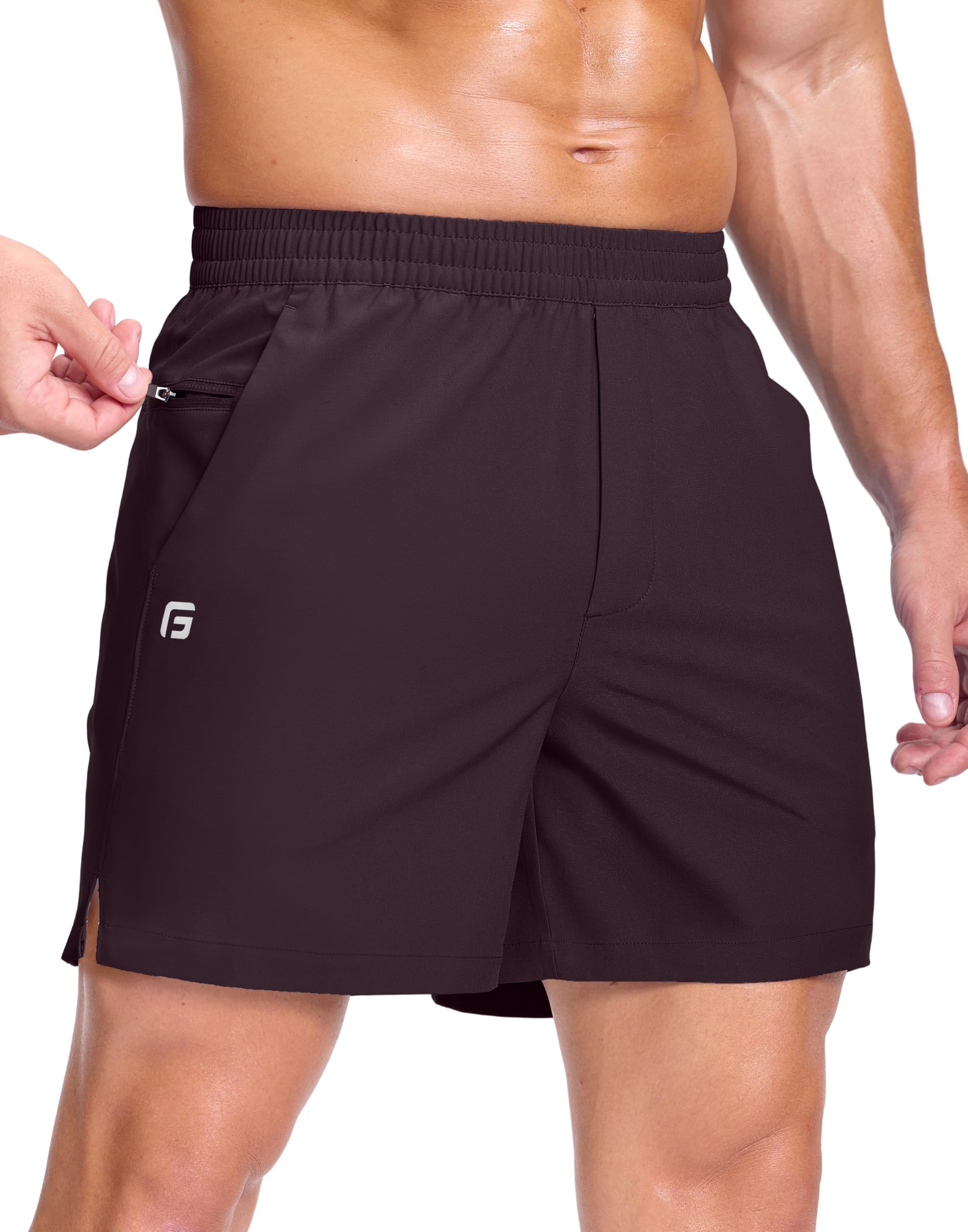 GGJ Men's Lightweight Athletic Shorts with 2 Zipper Pockets 7"/9"/5" Gym Workout Running Quick Dry Tennis Shorts for Men