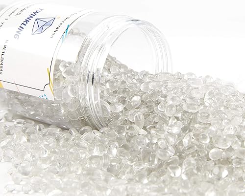 Miniatura 9 de TWINKLING Piedras redondas de vidrio de fuego de alto brillo, mármoles de vidrio, piedras de vidrio, cuentas de vidrio para rellenos de jarrones de