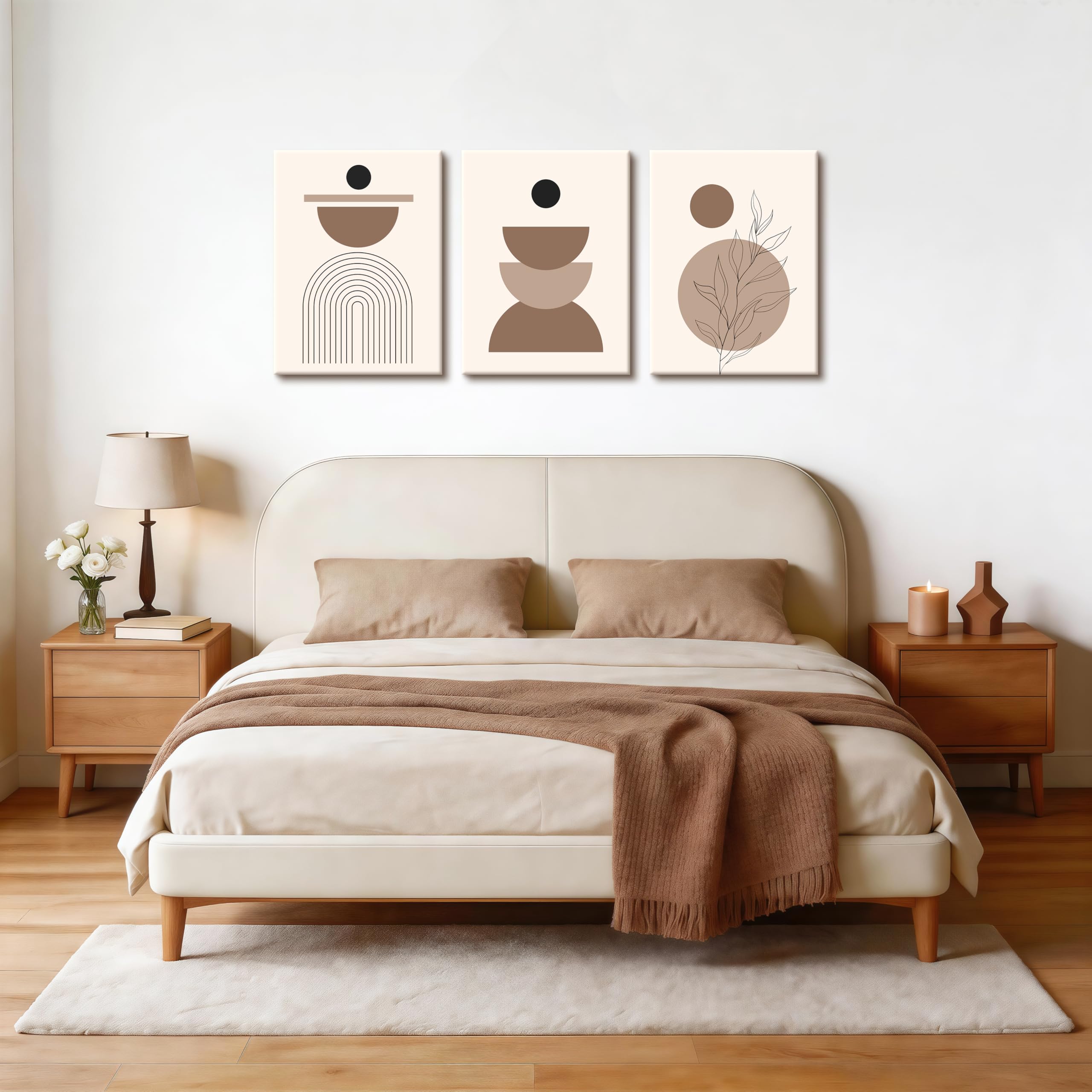 WENGTIAO 3 Pezzi Boho Astratto Geometrico Quadro su Tela Incorniciato