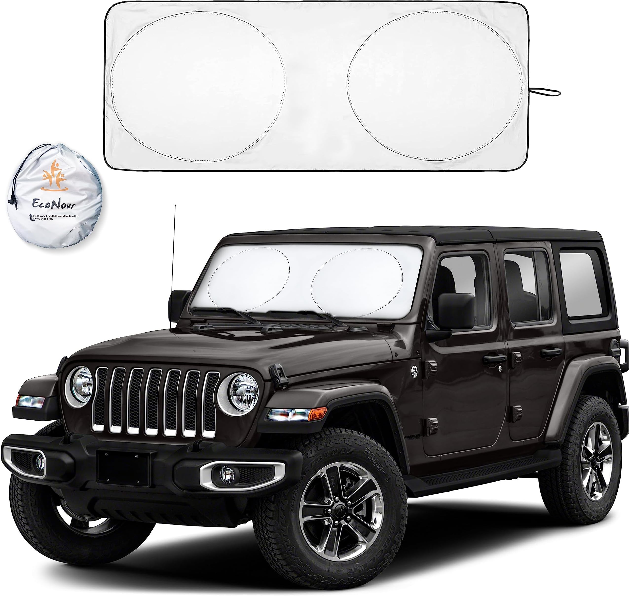 CARTMAN Windshield Sun Shade 60" x 21" Fit for Jeep