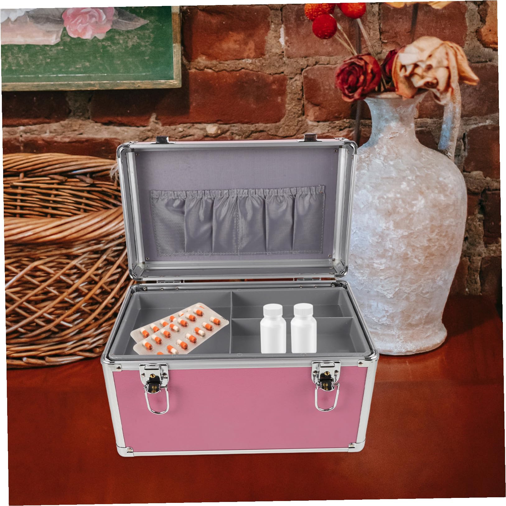 VALICLUD Caja Kit de primeros auxilios compartimiento código largo médico Emergencia robusto maletín de organizador de primeros auxilios aleación de aluminio