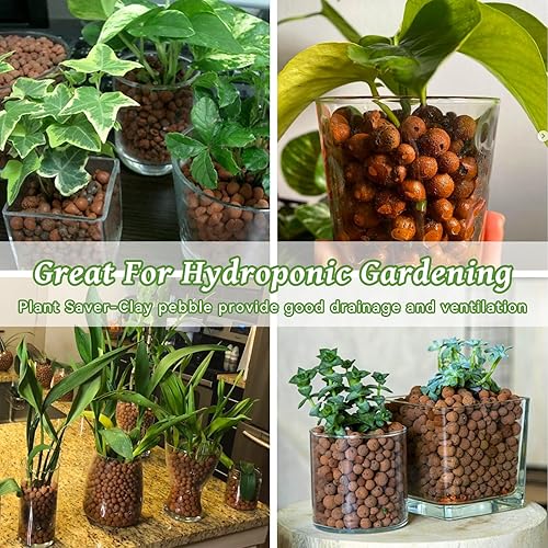 Miniatura 17 de Riare Guijarros de arcilla expandida orgánica de 14 libras para plantas, bolas de leca natural de 0.157 a 0.630 pulgadas, ligeras piedras