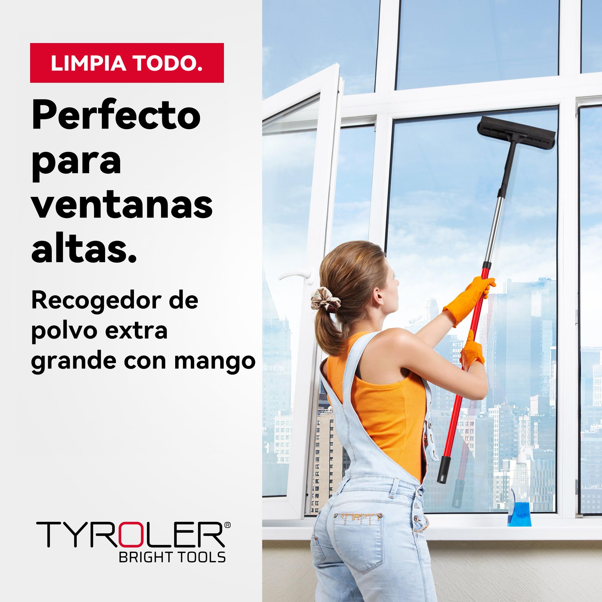 Tyroler Limpiacristales 2 En 1 con Mango Telescópico 1,4-2,3 M