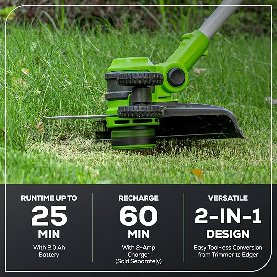 Greenworks 40V Cordless Yard Tool Combo Kit with 2.0Ah Battery & Charger 13 Auto Feed String Trimmer and 350 CFM Leaf Blower, Includes 3 Bonus Spools