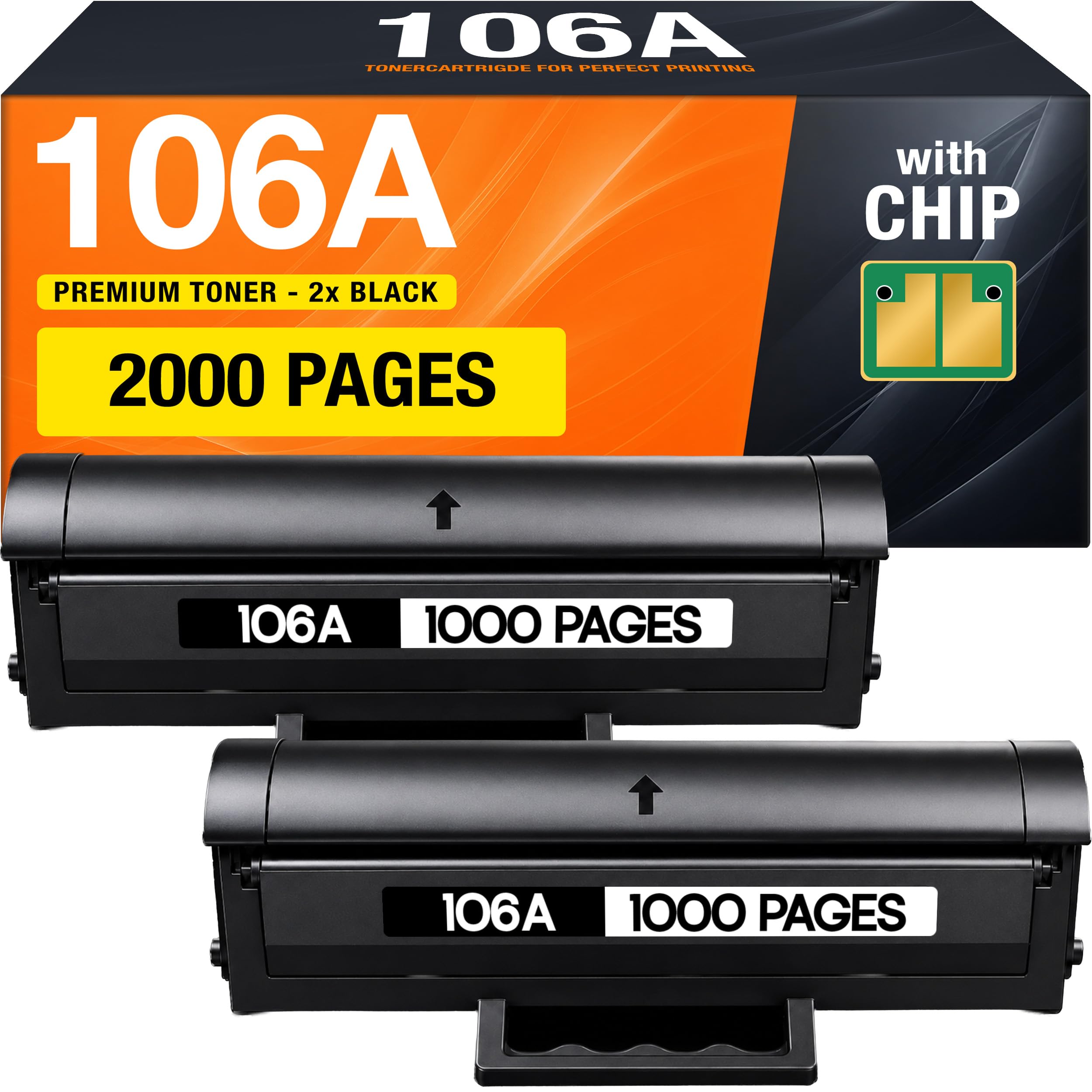 106A Toner do HP Laser 107W MFP 135wg 137wg 137fnw 137fwg zastępuje HP Toner 106A W1106A (2 czarne Tonery z Chipem)