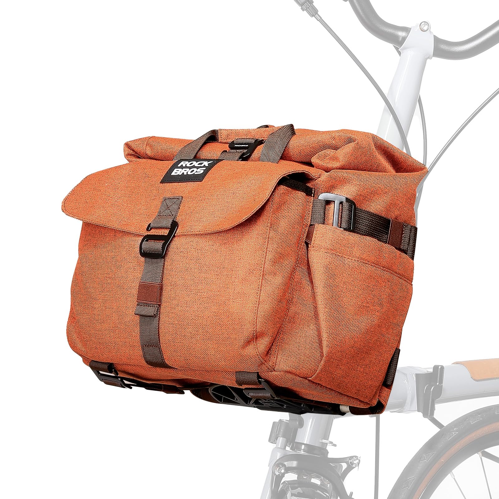 ROCKBROS Bike Handlebar Bag for Brompton Handlebar Pack City Commuter Bike Backpack Multifunctional Bicycle Bags Orange
