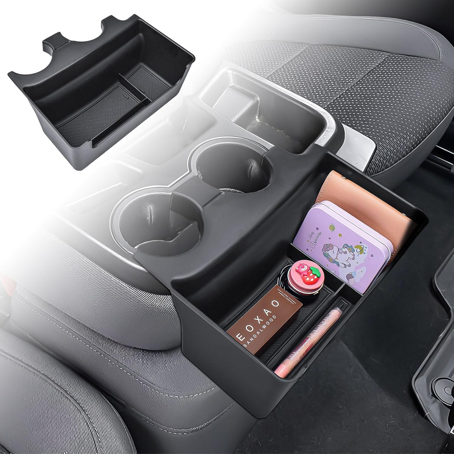 Front Cup Holder Storage Tray for 2019-2026 Chevy Silverado GMC Sierra 1500 & 2020-2026 2500HD 3500HD Accessories, Interior Armrest Center Console Organizer, (Jump Seat Split-Bench Only)