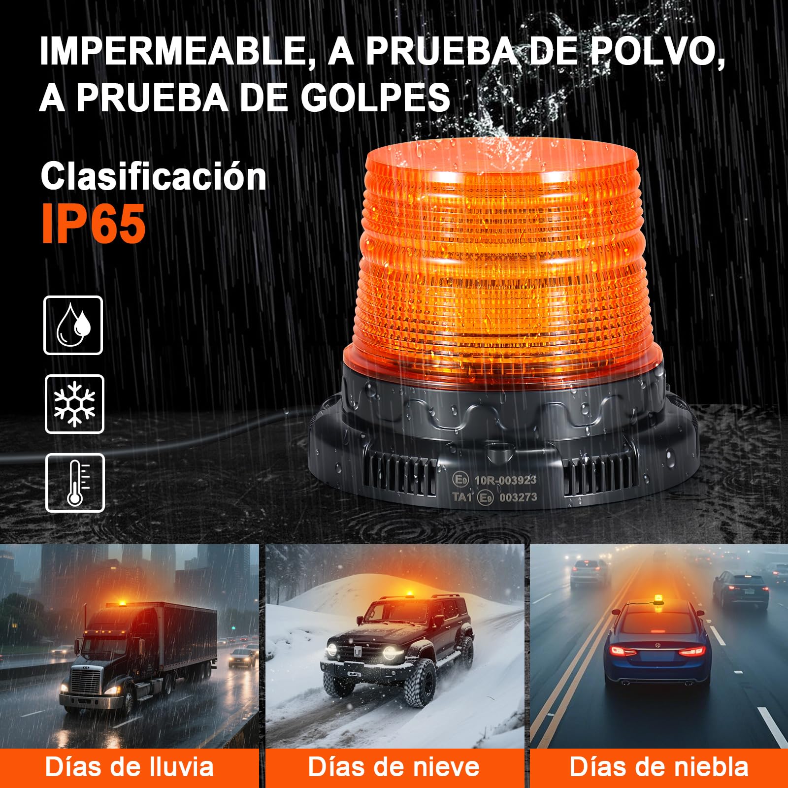 AnTom Baliza LED 12V 24V Amarilla con Función de Alerta de Voz Cable de 3 Metros y Doble Interruptor para Camión, Tractor, SUV, Carro de Golf, Vehículos de Emergencia y Obras