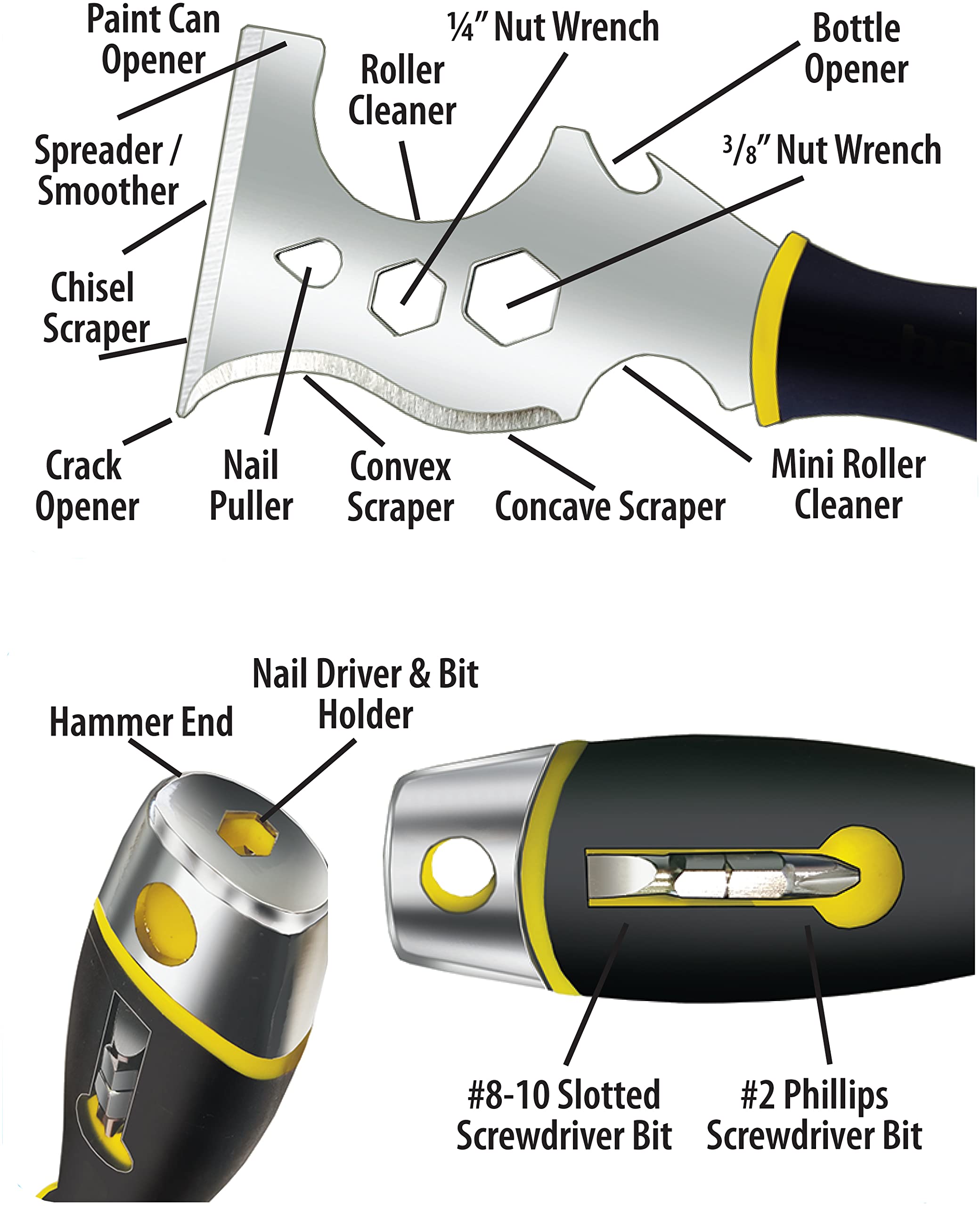 ALLWAY DSXG16 Soft Grip 16-in-1 Painter's Multi Tool with