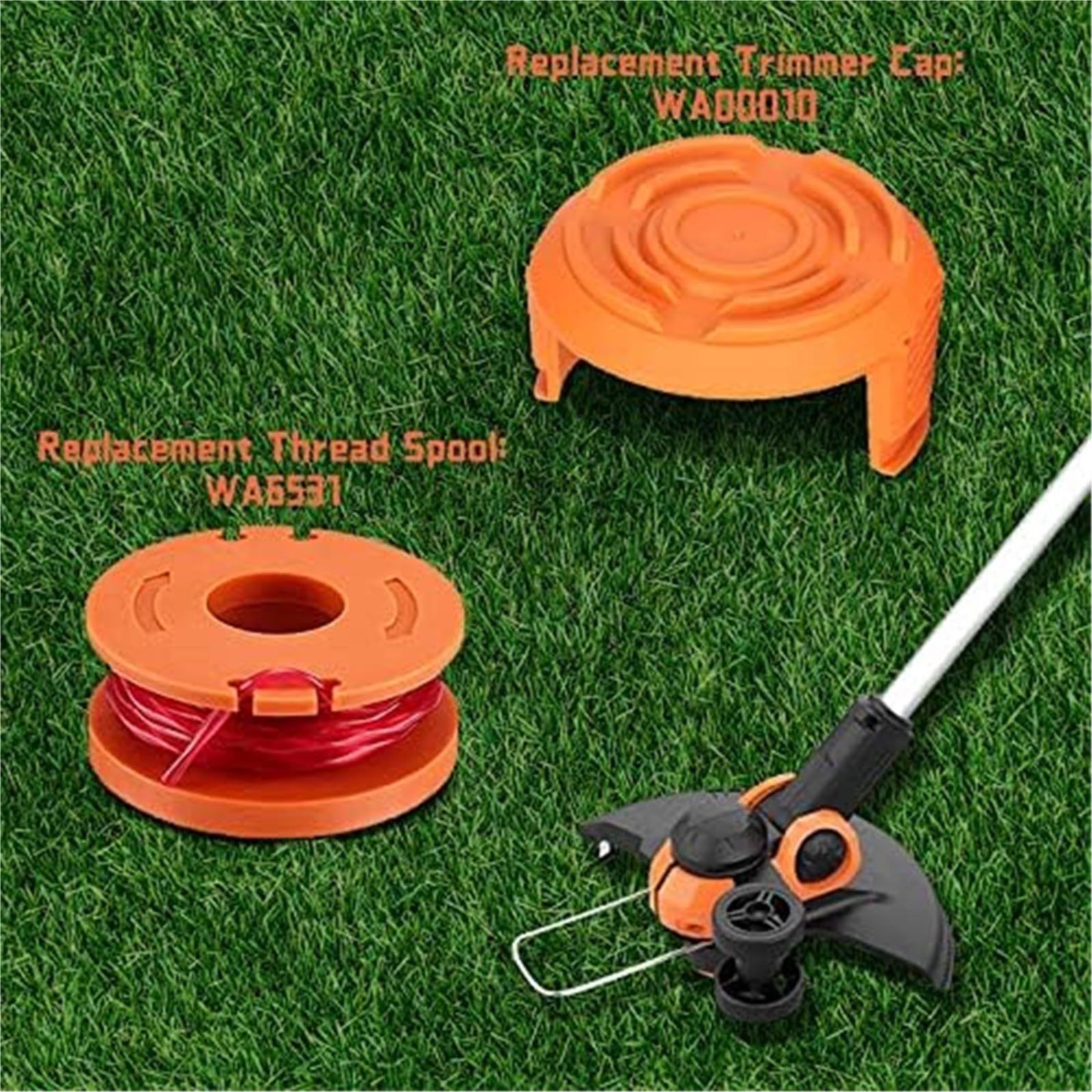 Bobina automática para cortadora de césped para Cdiytool 6 uds reemplazo de Carrete de cortacésped, Worx WG163E/WG154E/WG157E/WG151/WG155/WG160/WG175/WA0010 Ø1.65Mm(Black 20 Spools 2)