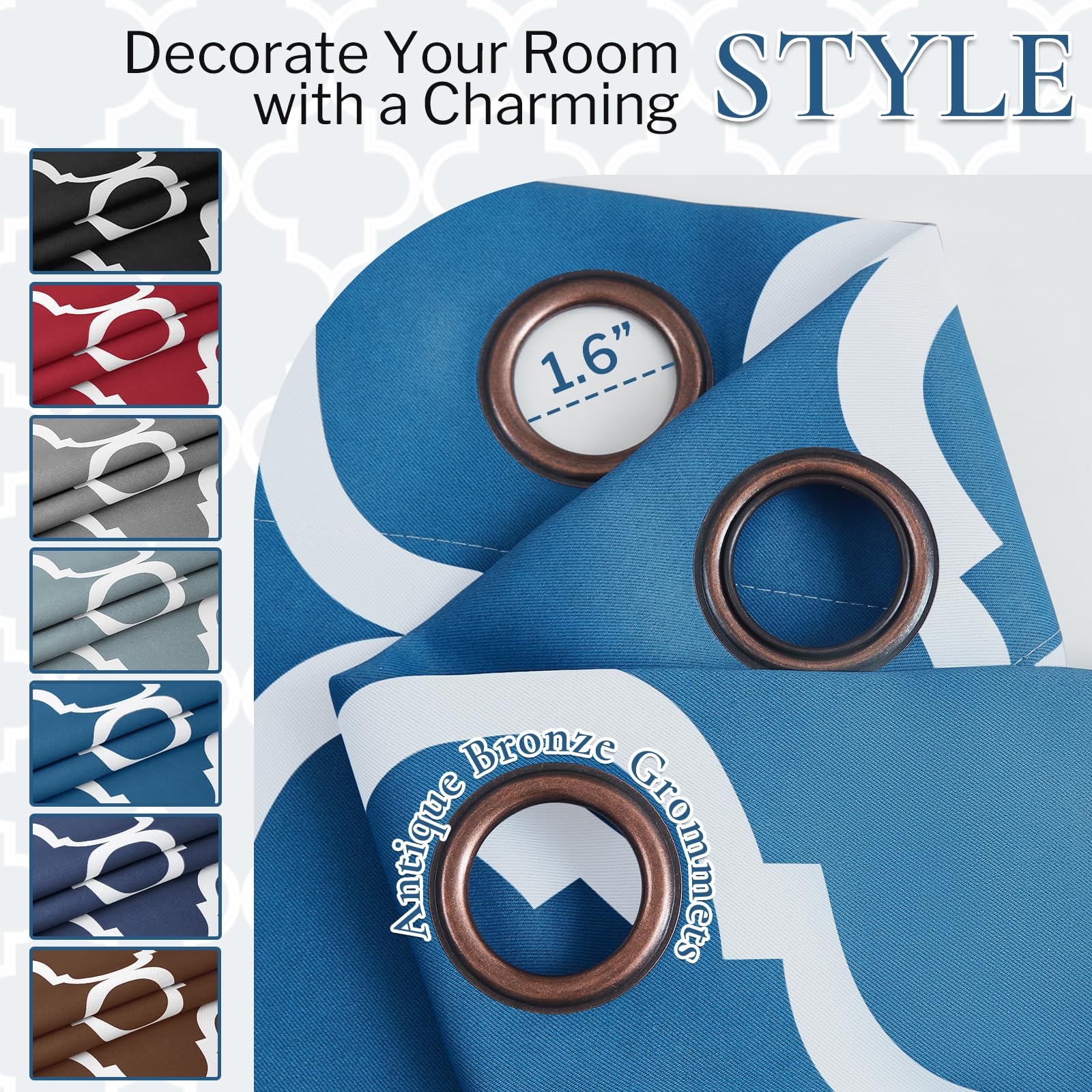 Melodieux Moroccan Fashion Thermal Insulated Room Darkening Blackout Grommet Curtains for Living Room 42 by 84 Inch - Image 3