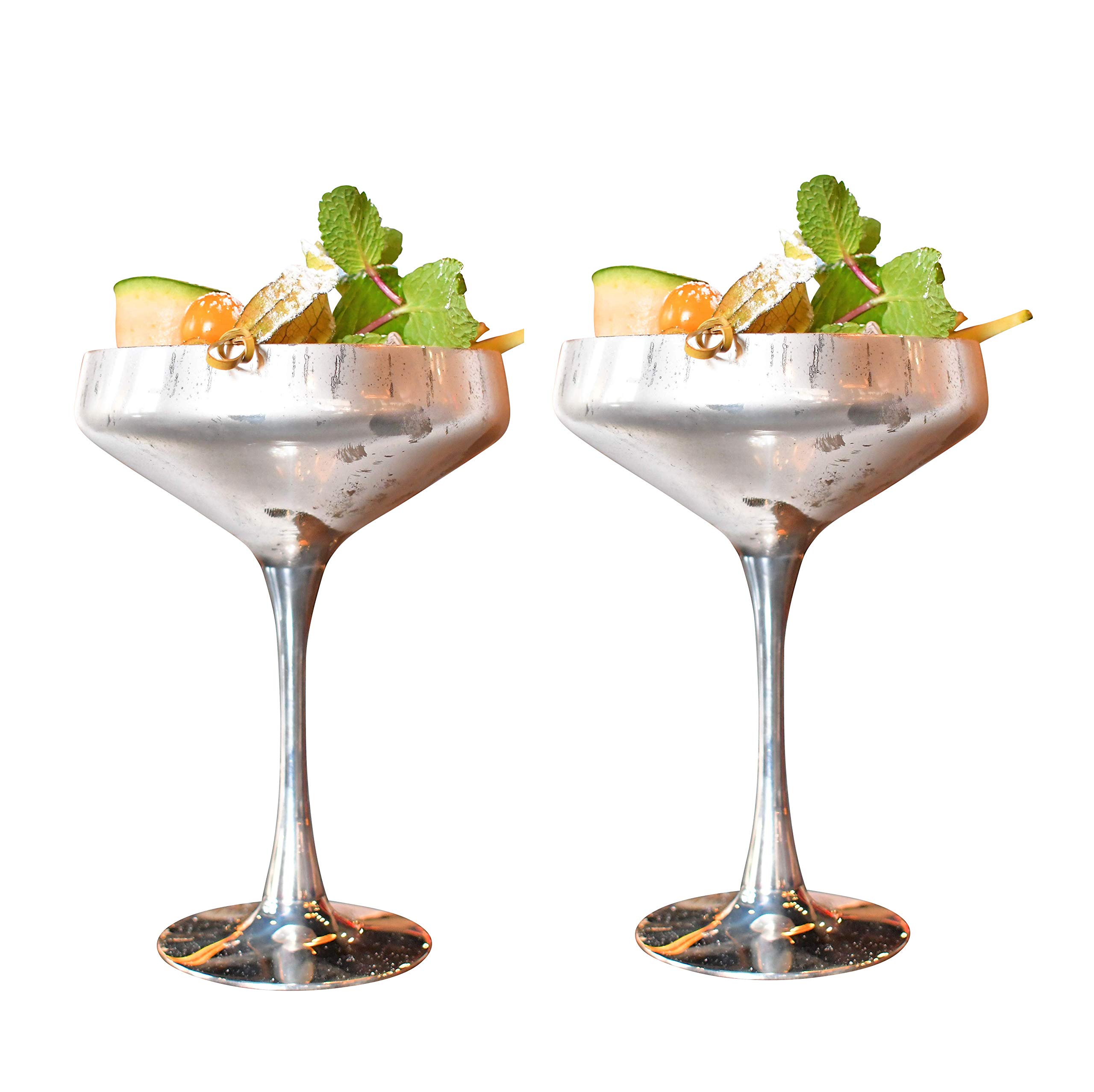 Coupes à champagne argentées (lot de 2) pour sublimer vos dîners aux chandelles