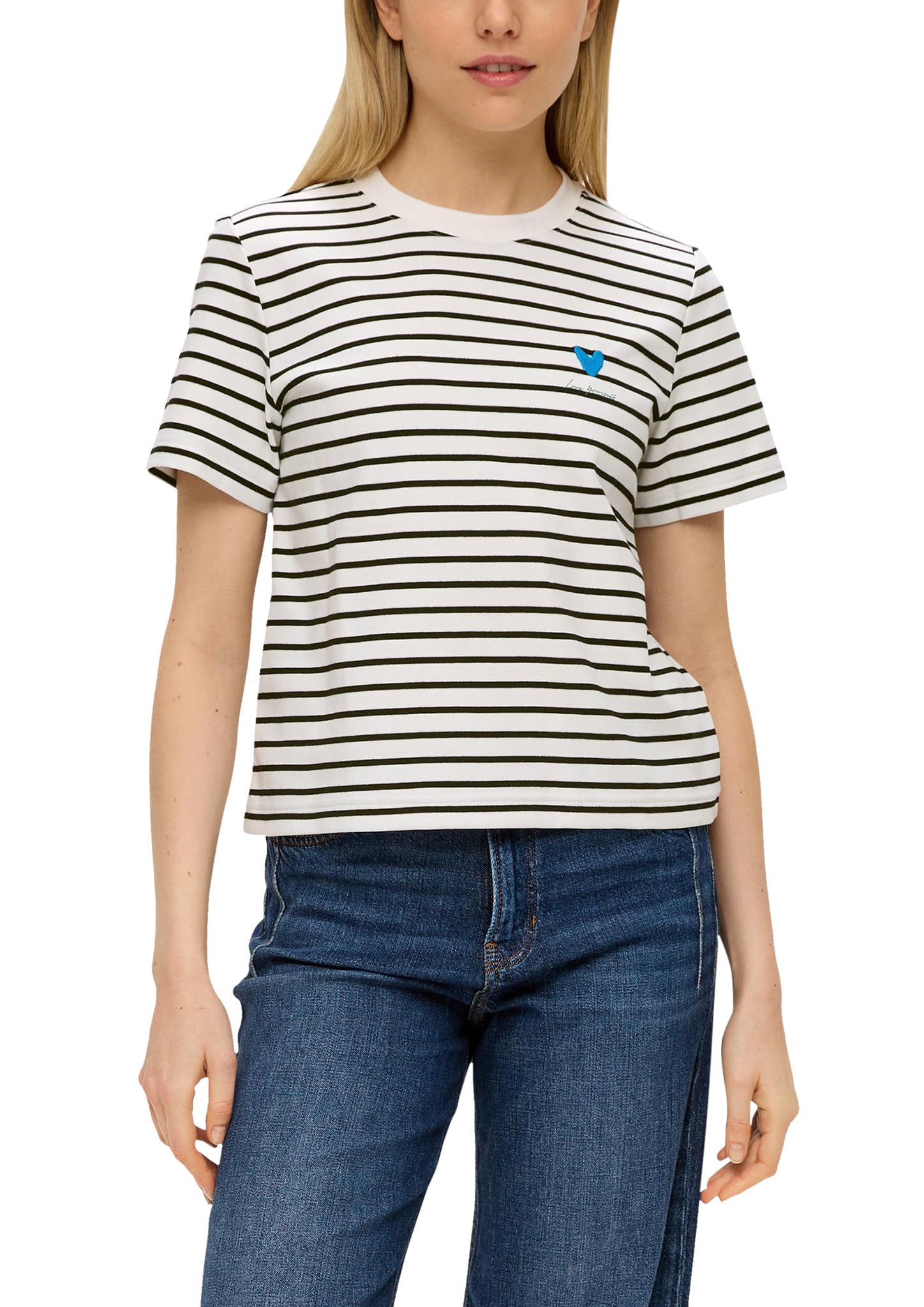 s.Oliver Women's T-Shirt, Black|White, 10