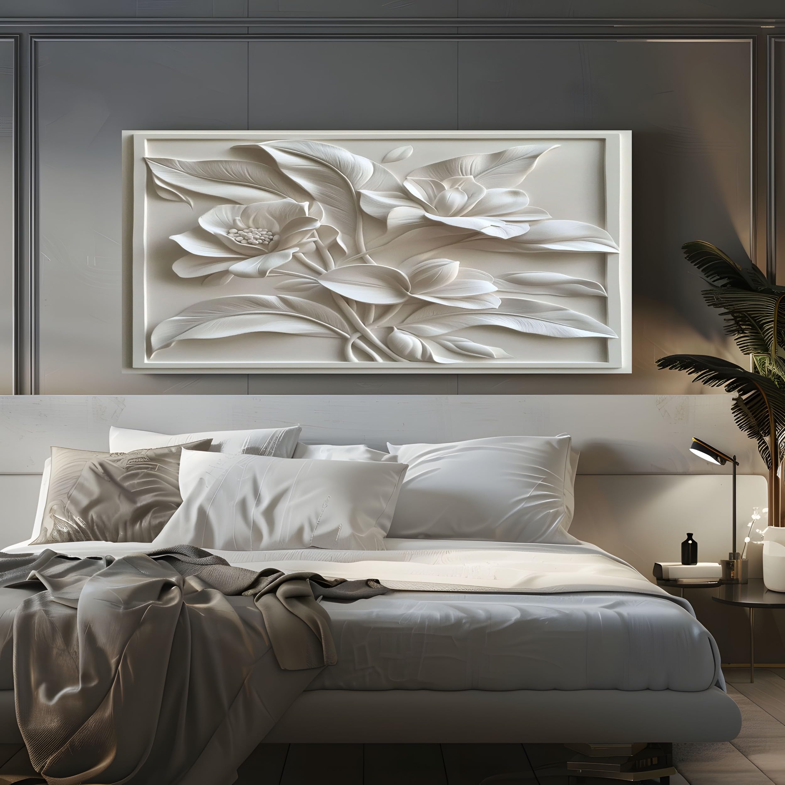 ZORYAN Quadri Moderni Soggiorno Su Tela Stampa Floreale Rilievo 80x120cm