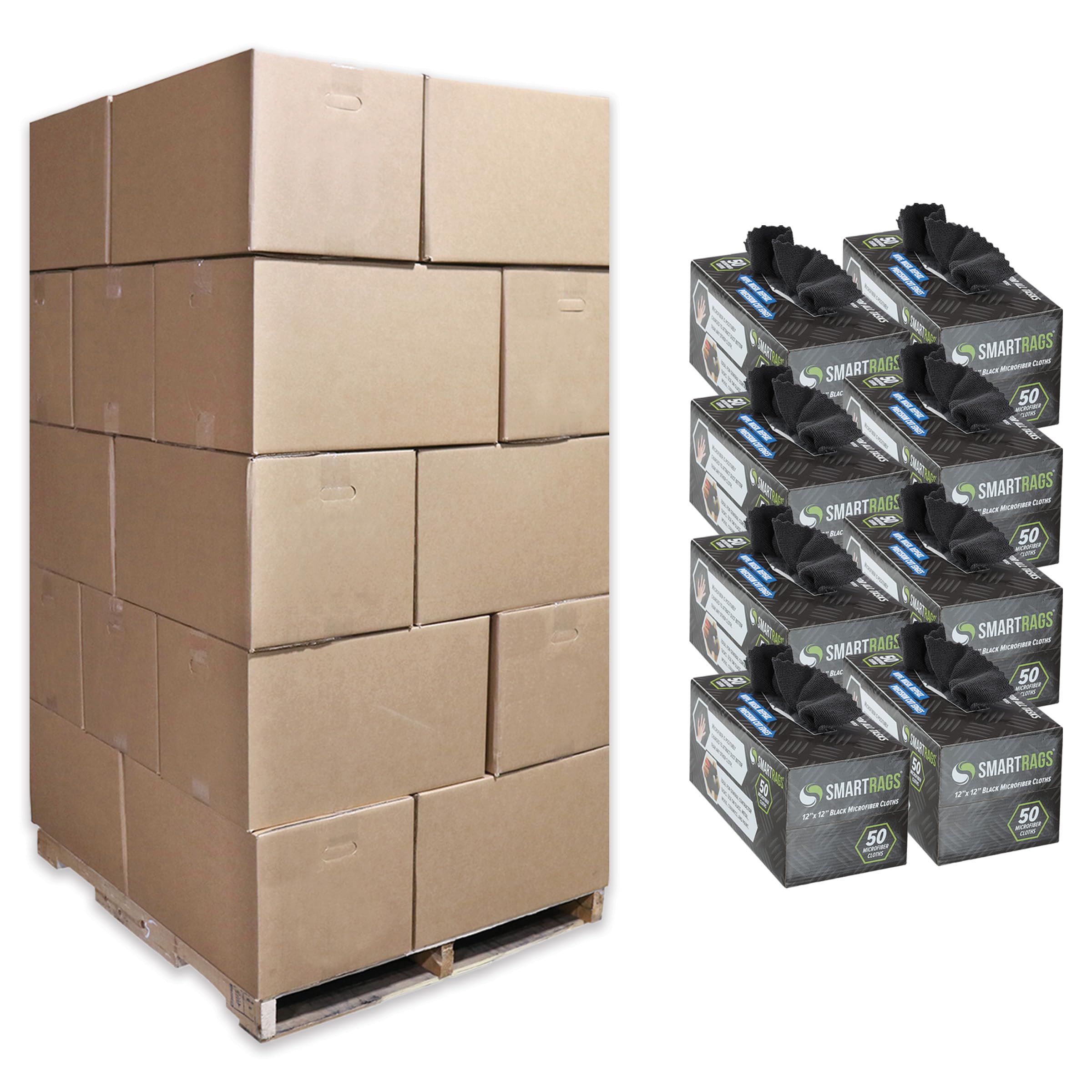 Arkwright Smart Rags in Box - Pallet of 14400 Lint Free Microfiber Cleaning Cloth Scratch Streak-Free Dispensable Wash