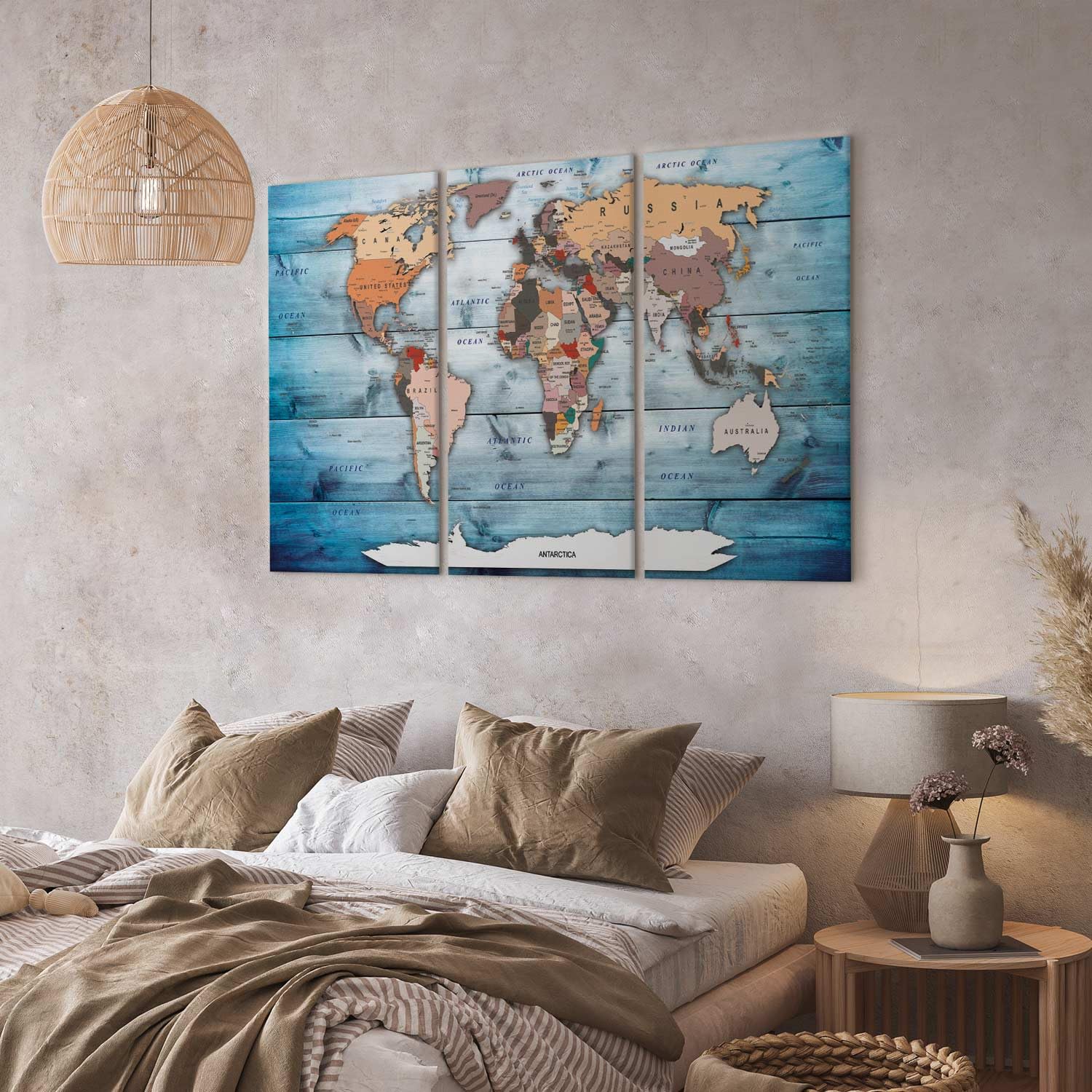 B&D XXL Tableau en Liège Mural Décoratif Carte du Monde 120x80 cm