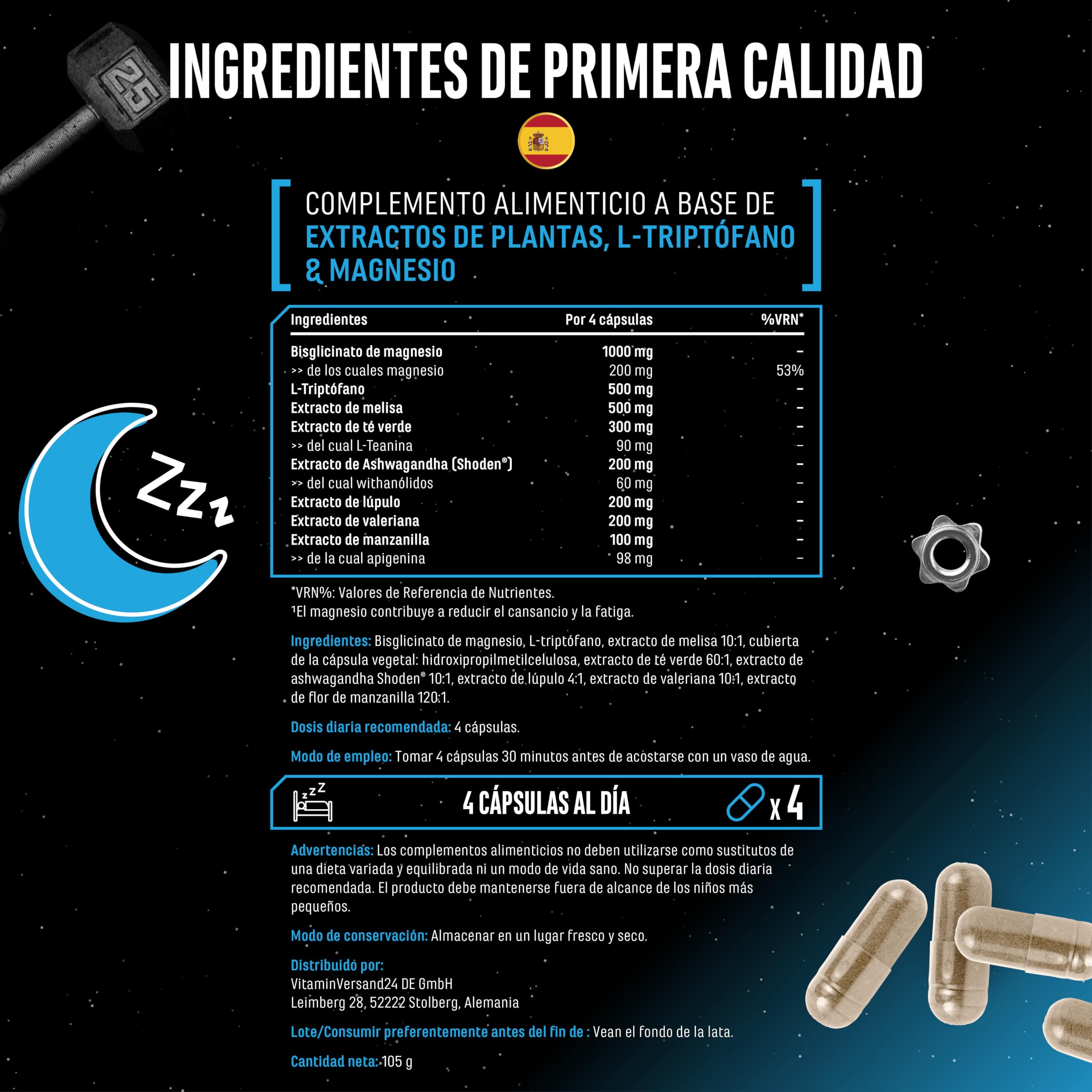 Knockout - Ayuda para el sueño y la recuperación - 120 cápsulas con extracto de Shoden® Ashwagandha, magnesio, L-triptófano, L-teanina natural del té verde, valeriana - Vegan