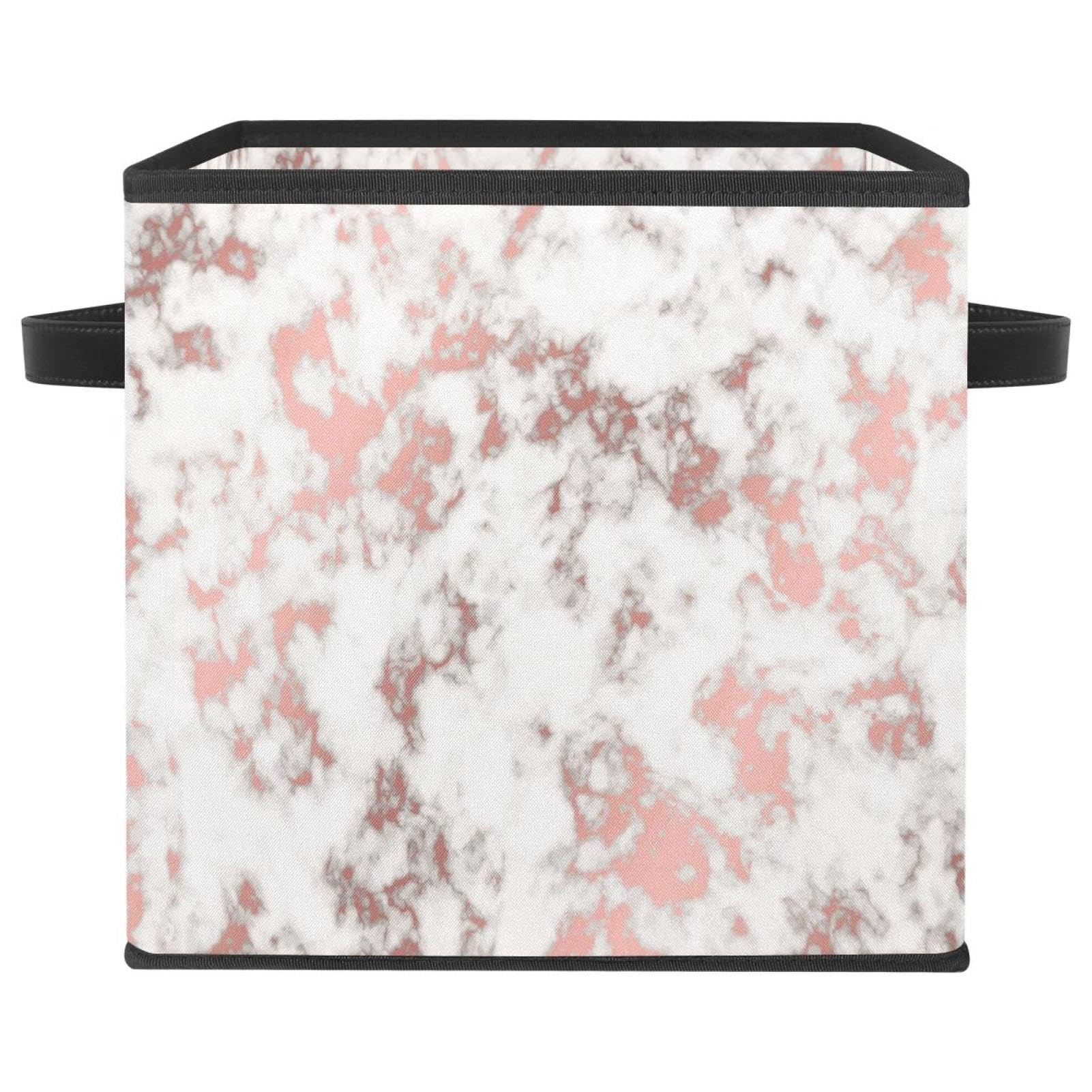Boîte de rangement pliable chic effet marbre texture or rose
