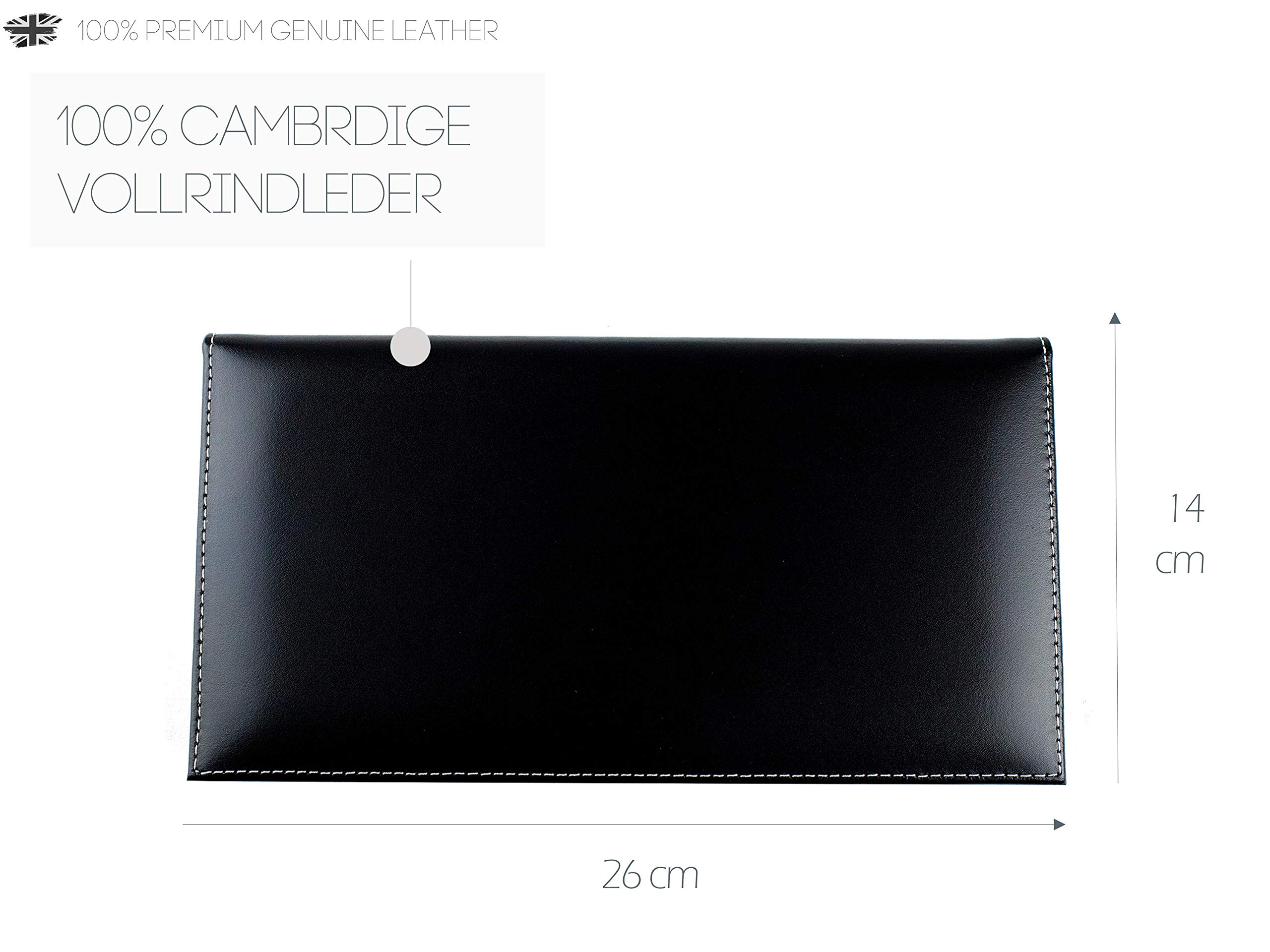 DELMON VARONE - Personalisierbarer Ablagekasten mit Deckel Premium Leder Cambridge schwarz - Stiftablage für Kugelschreiber, Füller & Schreibutensilien - Schreibgeräteetui mit 3 Fächer edel & elegant