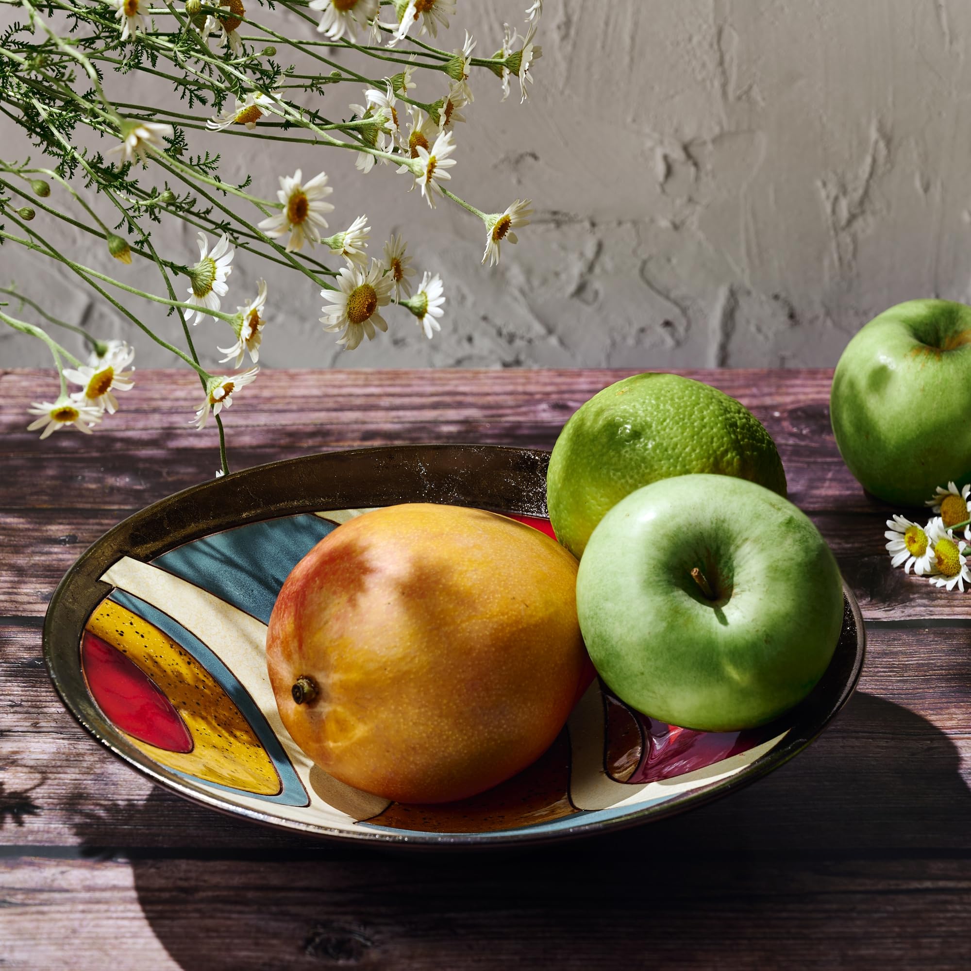Handgefertigte Keramik-Obstschale - 25,5 cm Rad geworfene Handwerkerkeramik, handglasierte dekorative Schale, Obstschalen für Tisch oder Couchtisch, ideal für Heimdekoration oder als