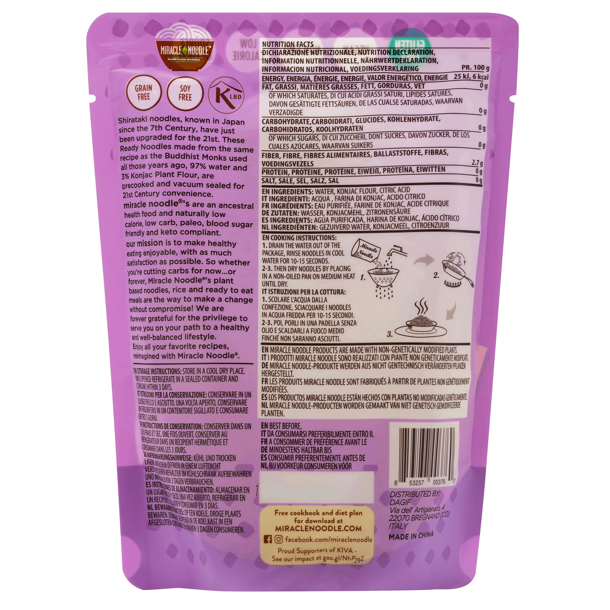 Penne Shirataki Miracle Noodle Senza Odore e Senza Retrogusto Scatola da 30 pacchetti