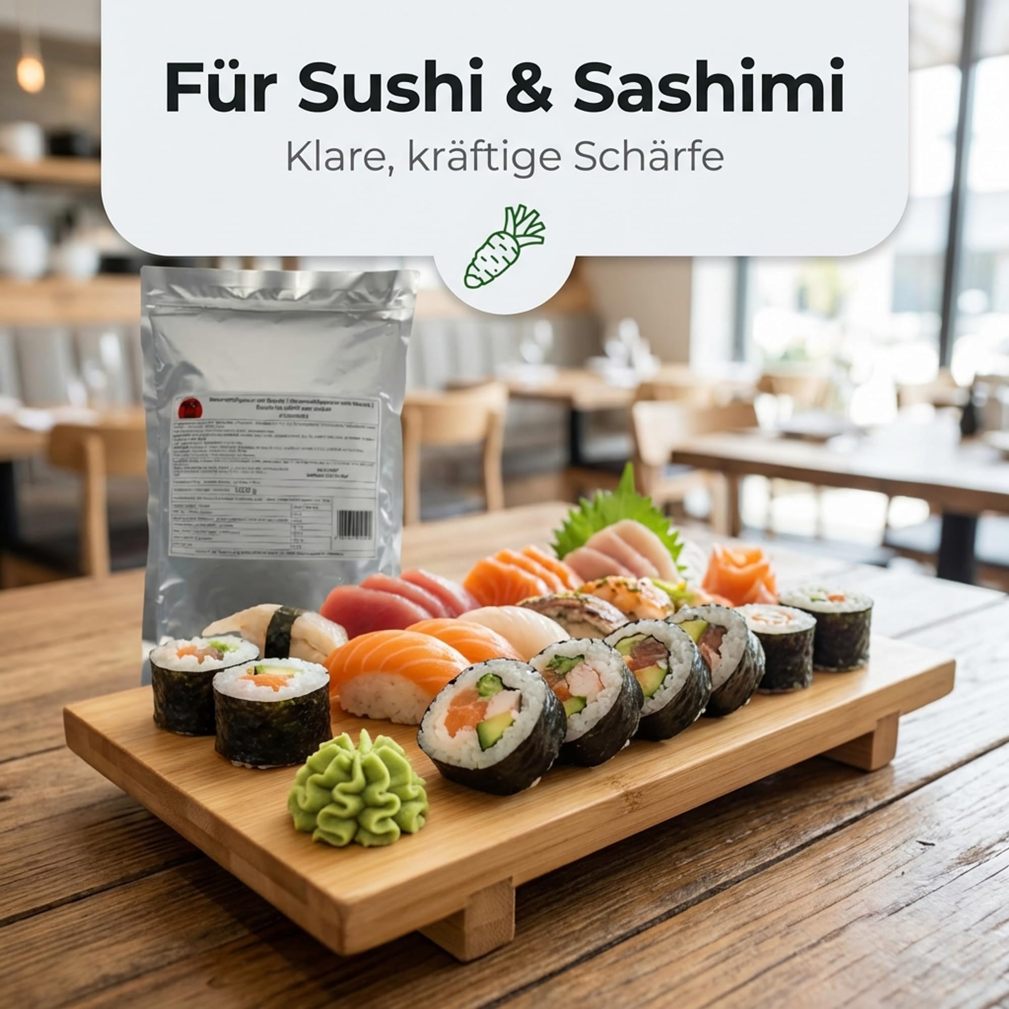 Takori Wasabipulver 10x 1 kg, intensives Meerrettich Pulver mit echtem Wasabi, vegan und glutenfrei, ideal für Sushi, Sashimi und Dressings