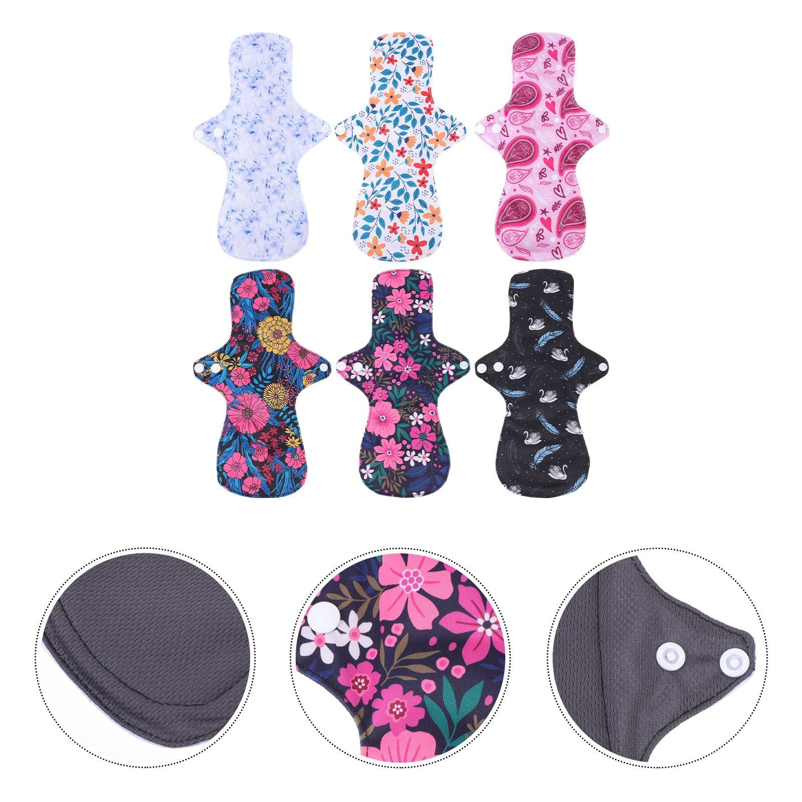 Compresas Reutilizables para Mujeres 6 Unidades Malla Transpirable Absorbente Grande para Postparto y Adultos Toallas Sanitarias Duraderas a Prueba de Fugas Color Aleatorio