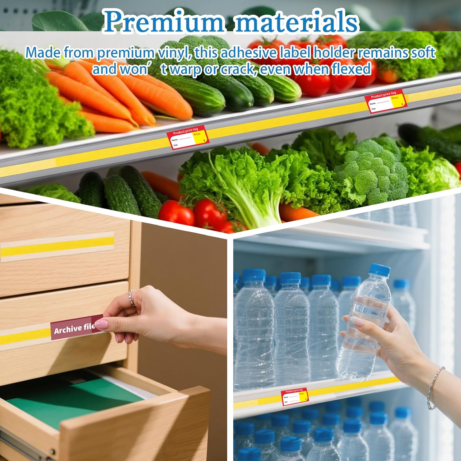 110 Pcs 47.8 x 1.37 Inch Shelf Label Strips Clear PVC Ticket Channel Back Adhesive for Stick on Price Data Tag Holder for Convenience Supermarkets Shops