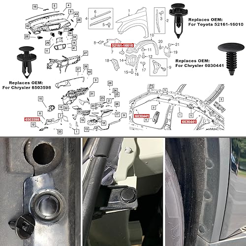 Miniatura 3 de 200 clips de parachoques automotriz, kit de repuesto de remache de nailon para GM Ford Toyota, Honda, Chrysler Nissan, con 30 bridas para cables