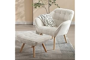 White Sherpa Zsarts Swivel Accent Chair with Ottoman
