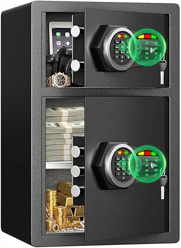 Caja fuerte grande, caja fuerte para el hogar de 5.0 cachorros con llave retroiluminada y estante extraíble, caja fuerte para negocios con alarma