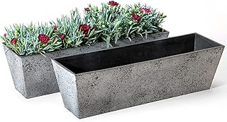 LA JOLIE MUSE Window Boxes Planters, Rectangular Plastic Planter for Ind...