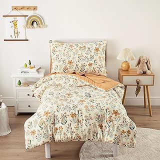 Wake In Cloud - Floral Toddler Bedding Set for Girls, Cute Colorful Bota...