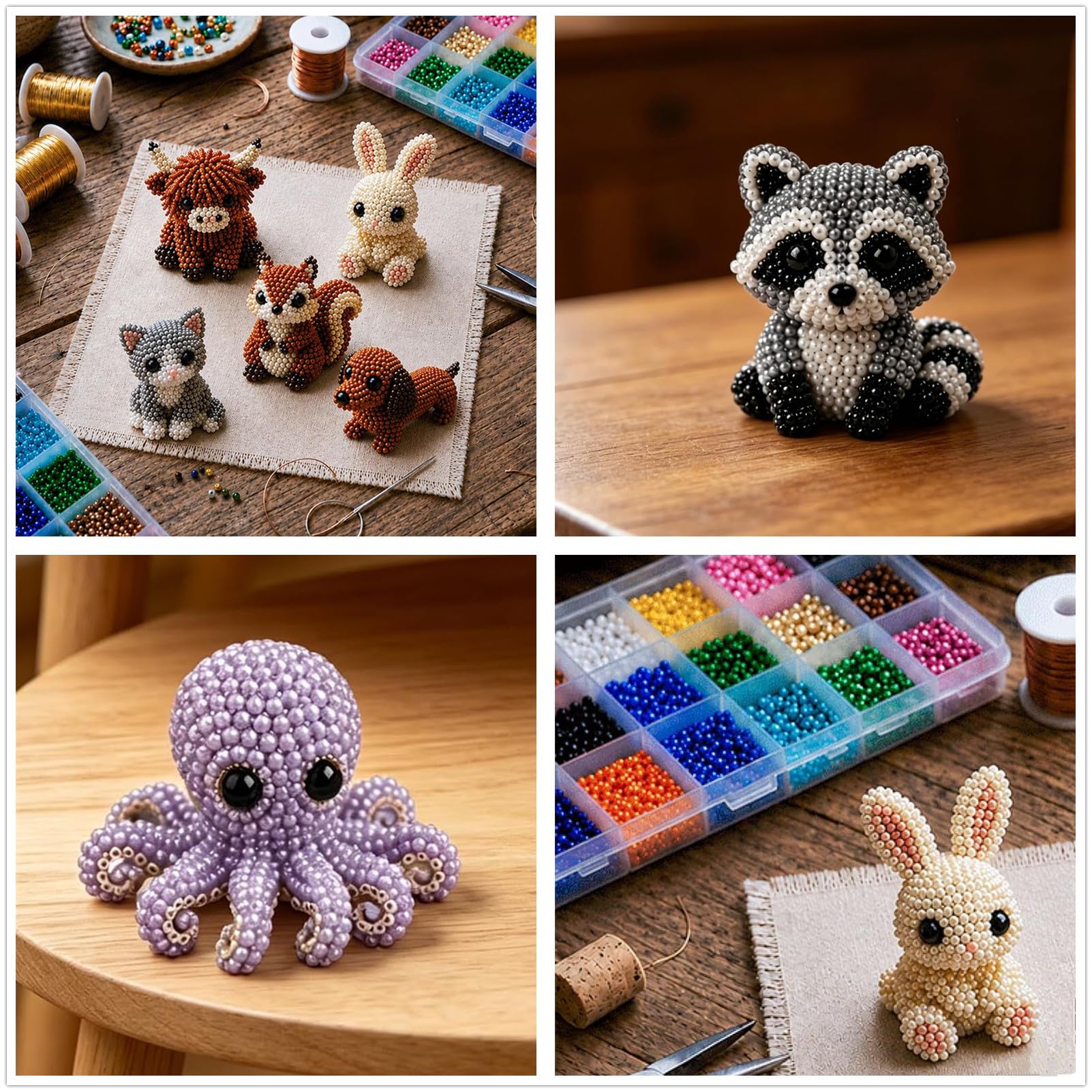 Kit fai da te con perline a forma di animale, grazioso set di perline 3D con perline colorate e istruzioni, grazioso set di perline 3D con animali, kit fai da te per adulti (set B)
