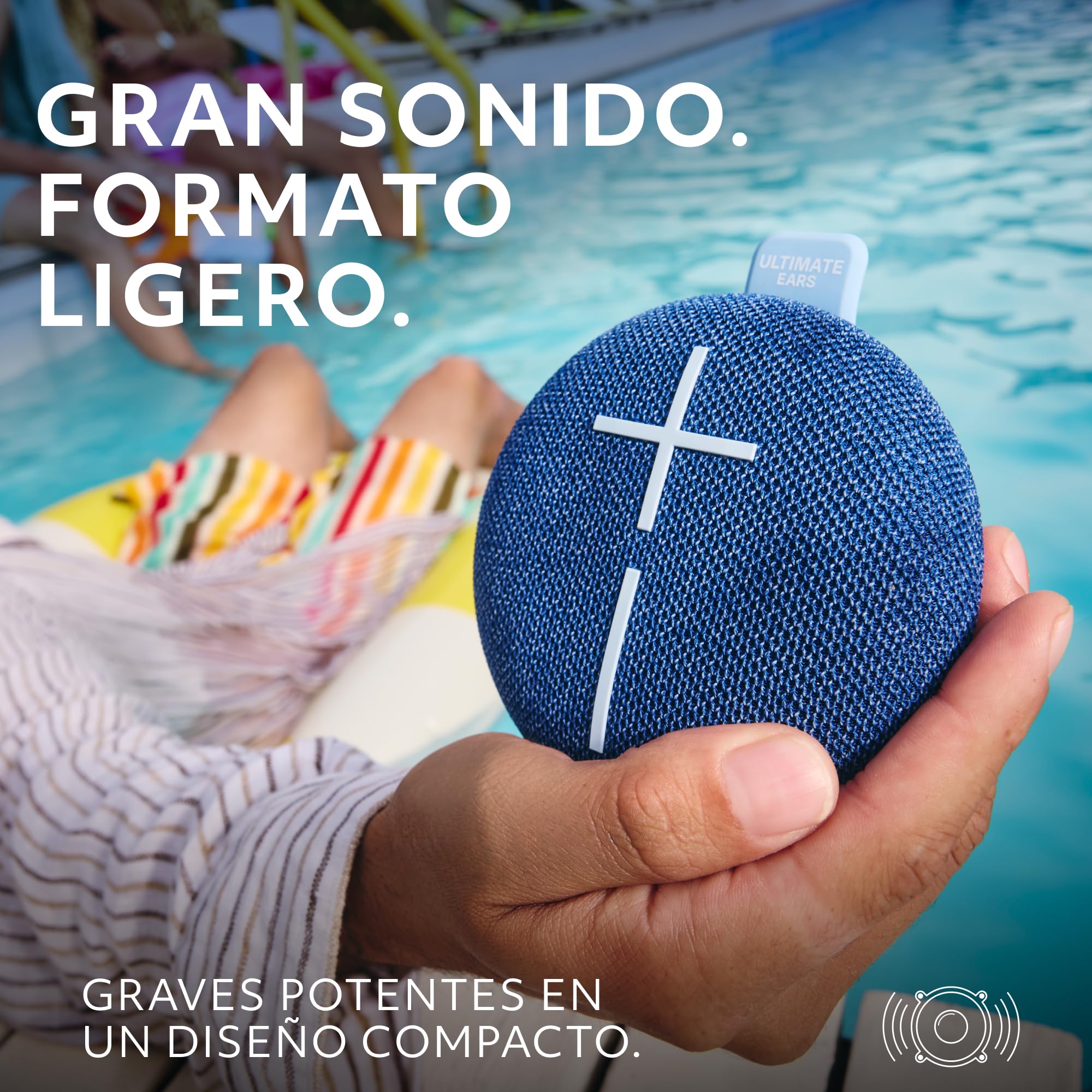 Ultimate Ears MINIROLL, Altavoz Bluetooth Resistente al Agua | ultraportátil, graves potentes, IP67 a prueba de polvo, radio de acción de 40 m - Azul