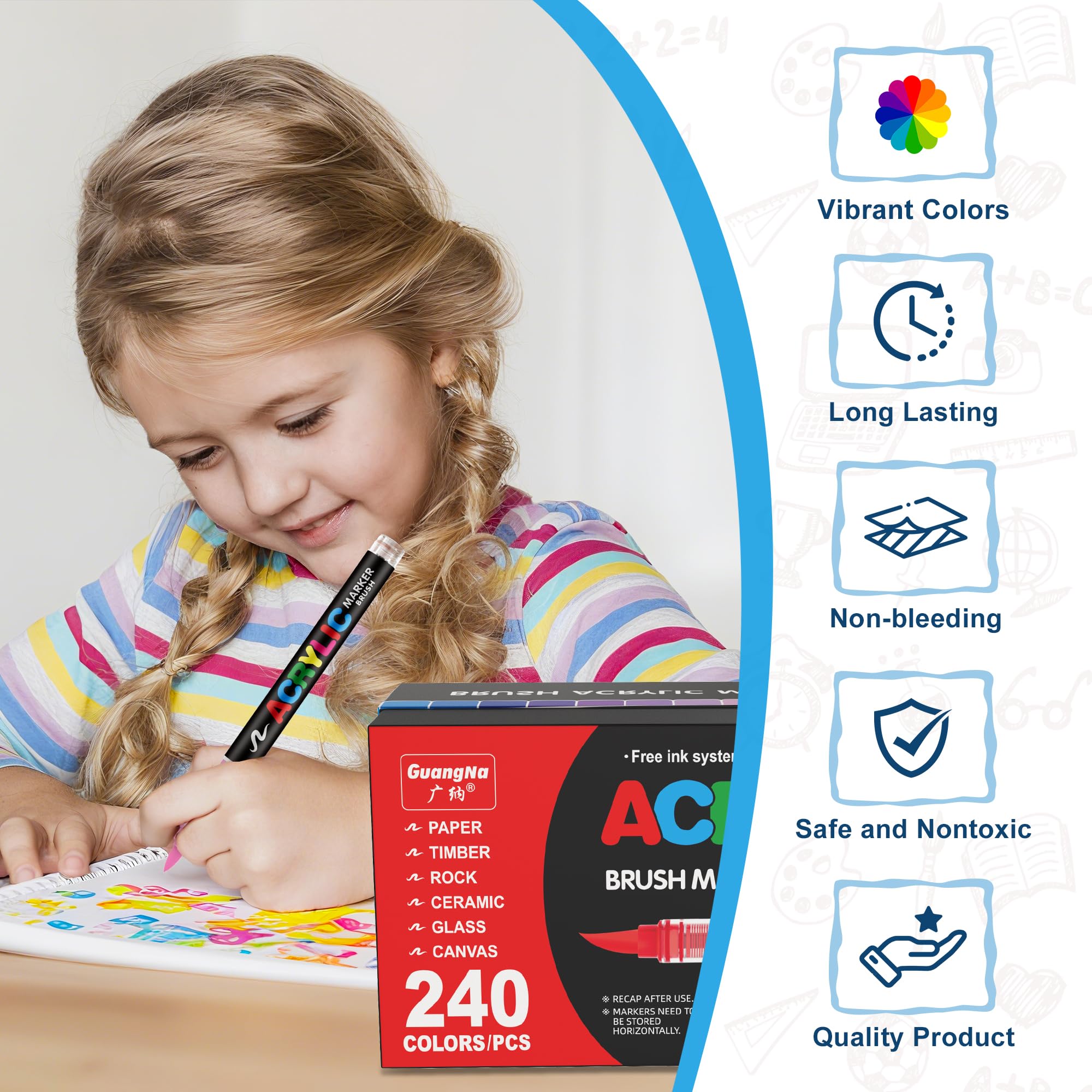Amazon | Guangna 240アクリルペイントマーカー 筆先アクリルペイント