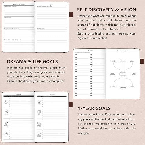 Miniatura 6 de Planificador de objetivos y vida planificador mensual y semanal sin fecha de lujo para aumentar la productividad, lograr objetivos y hacer la vida