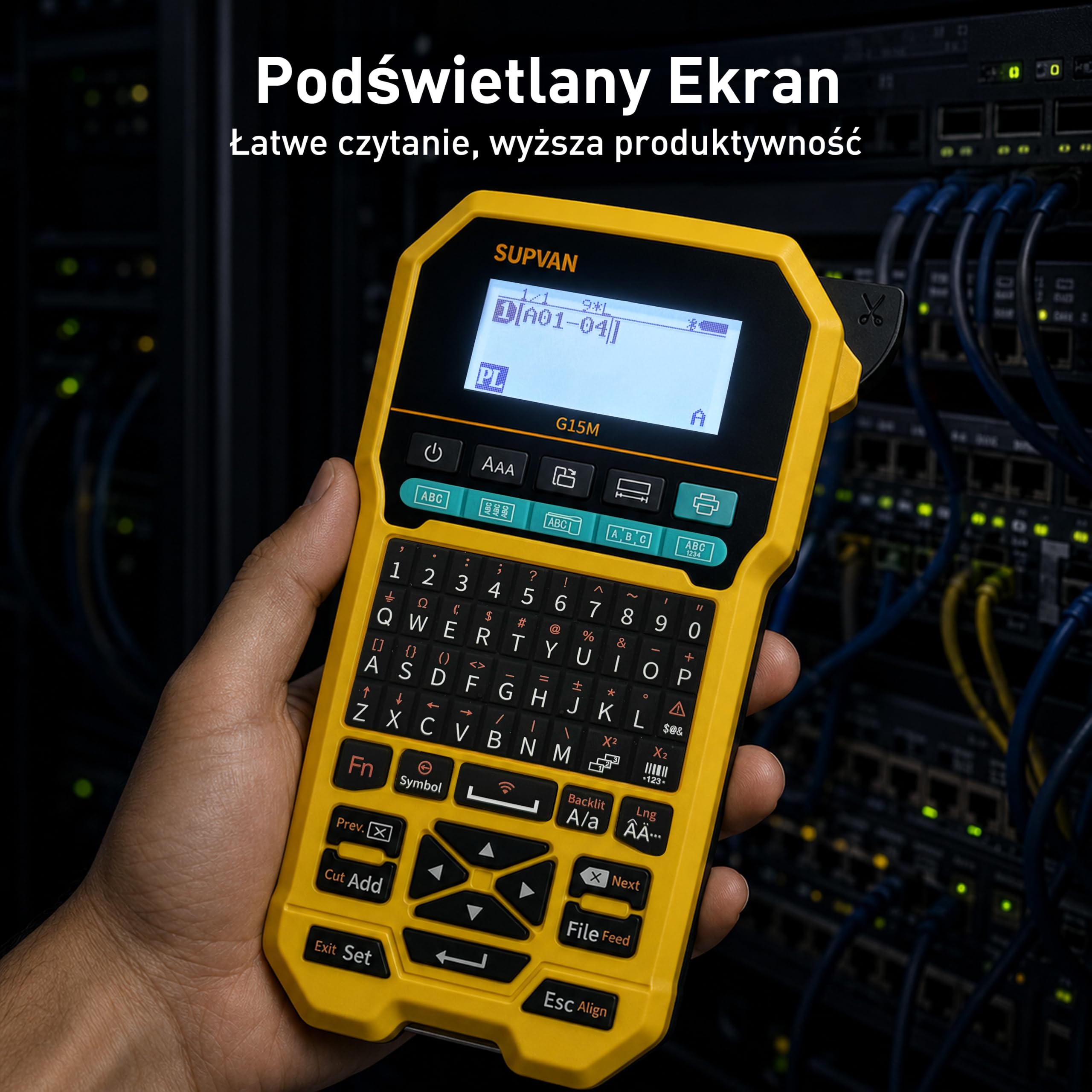 SUPVAN G15M Drukarka Etykiet z 4 Rolki Etykiet & APP (Android & iOS) | 11 Typów Etykiet, Podświetlany Ekran, Druk 4 Linii, 3 Skróty Etykiet, Ładowalny, Mniejszy Margines, do Domu & Na Zewnętrzne