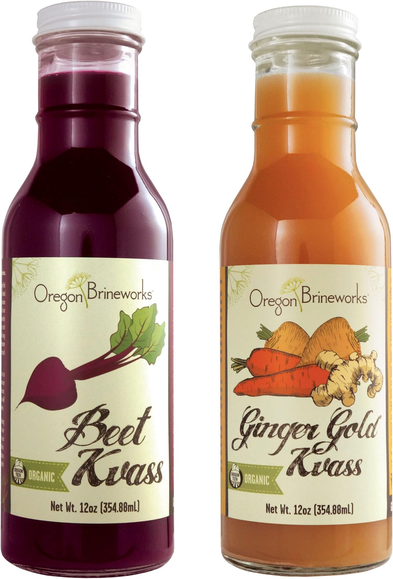 Beet & Ginger Gold Kvass Sampler, Organic, Raw, Fermented, Probiotic, 12 Fl Oz
