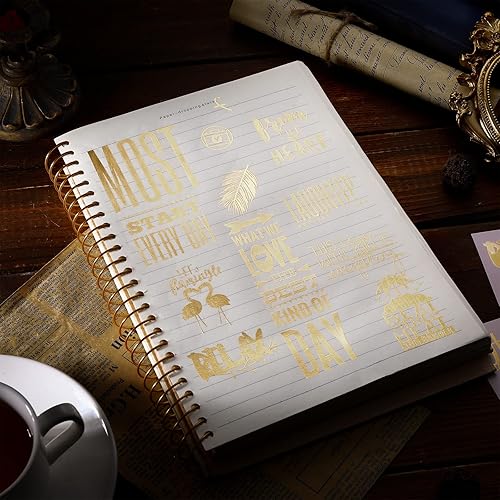 Miniatura 3 de Chinco 10 hojas de calcomanías para álbumes de recortes, más de 400 unidades, calcomanías de amor doradas, suministros de transferencia de álbumes