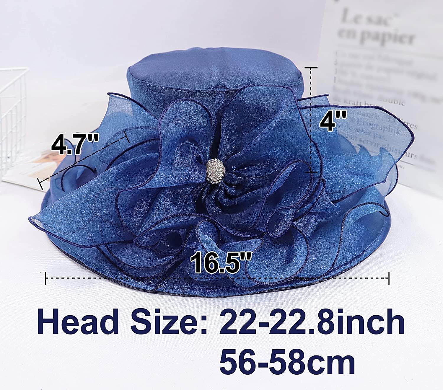 Women's Kentucky Derby Church Dress Hat Wide Brim Leaf Flower Bridal Shower Hat - Image 6